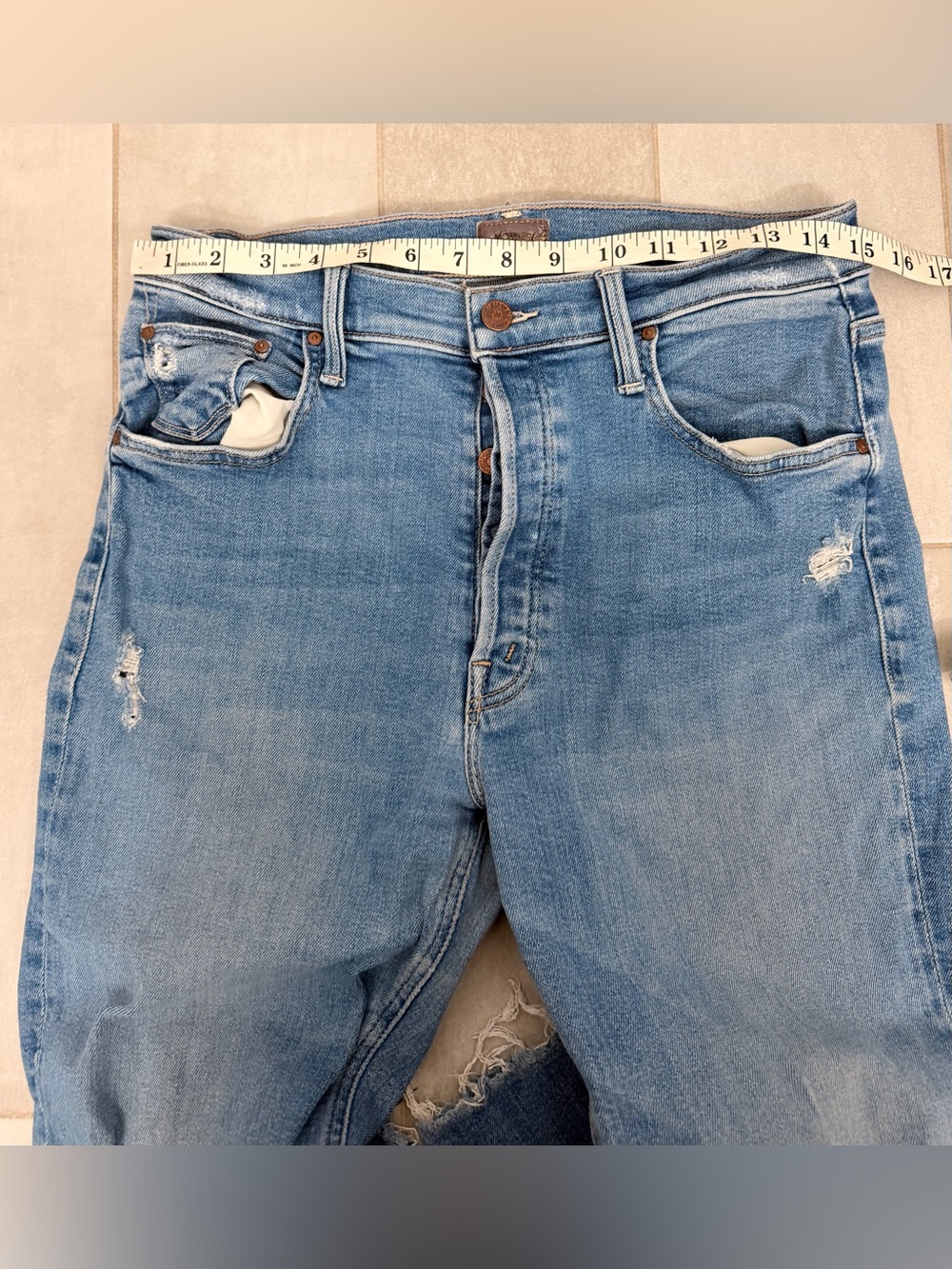 MOTHER The Tripper Ankle Fray Play Like a Pirate Blue Size 30 - Picture 12 of 13